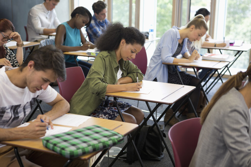 students taking a state assessment